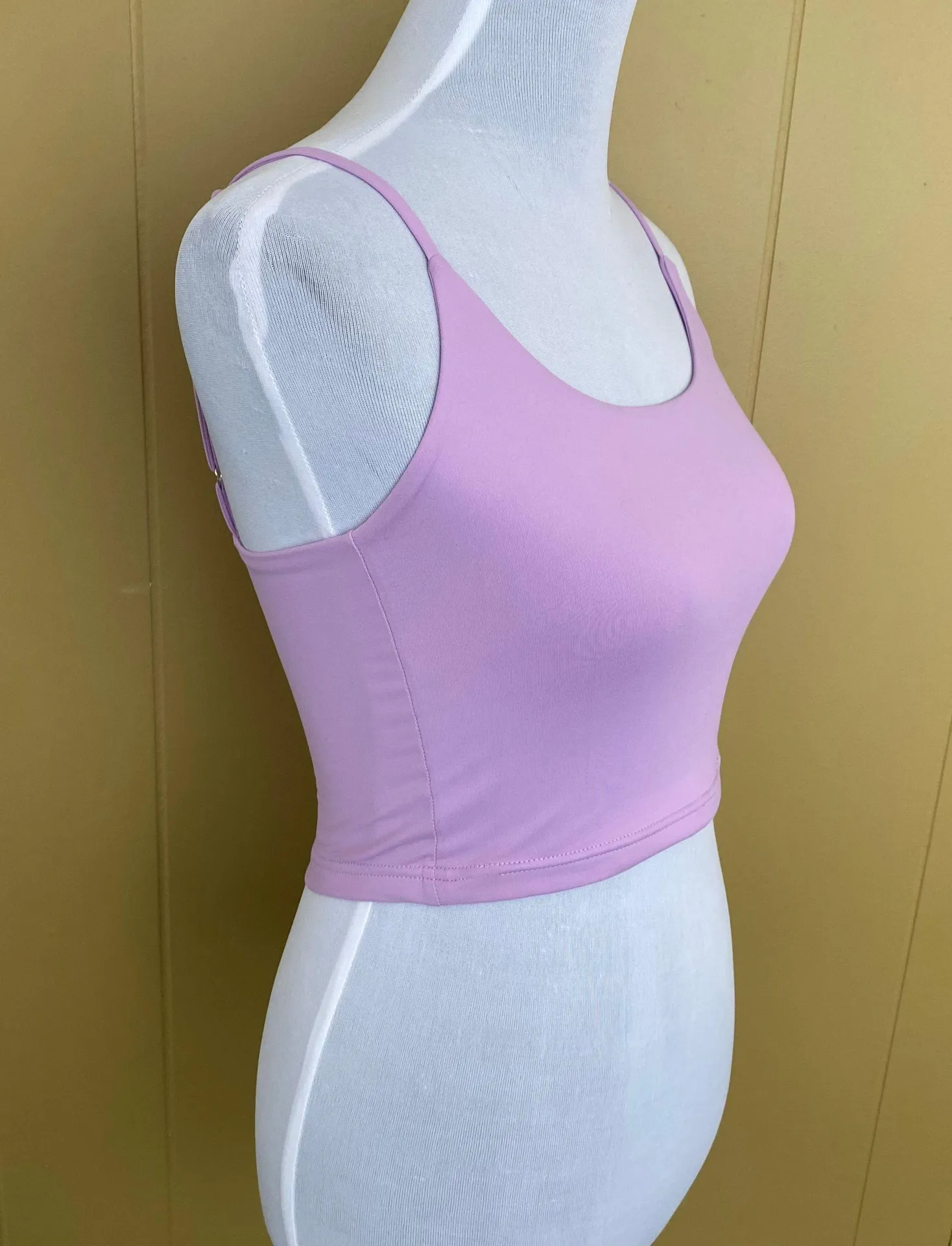 Reoria women S soft & smoothe adjustable spaghetti strap crop tank top purple - Image 2