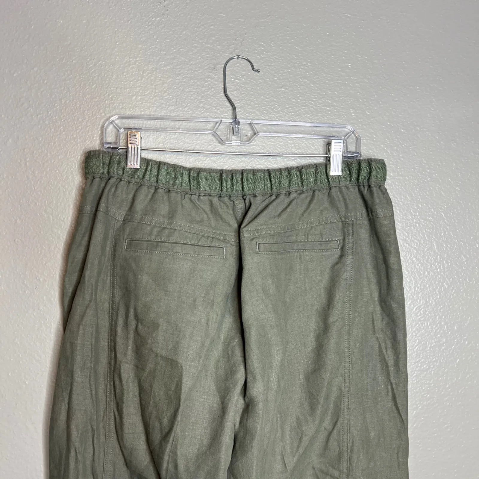 Orvis Womens Linen Wide Leg Pants Size M Pull On Olive Green Casual Trousers - Image 7