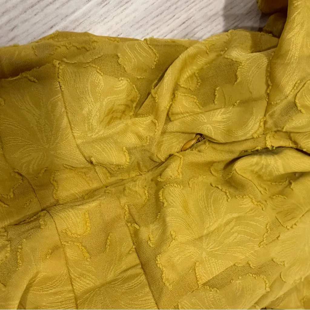 Orange Creek Golden mustard Floral Midi Dress short sleeve pockets size M - Image 9