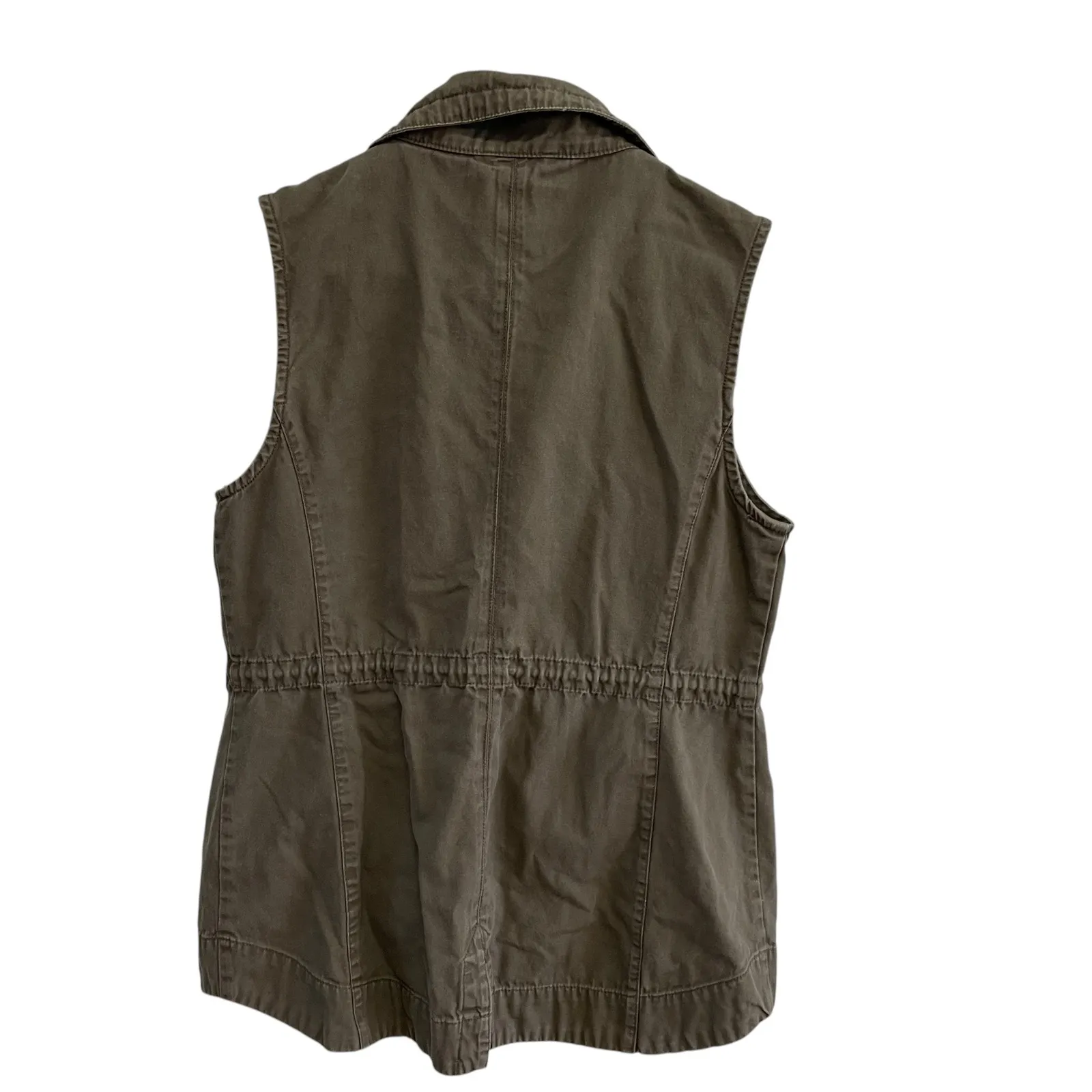 Sebby Collection Utility Vest Military Anorak Drawstring Pockets Olive Green M - Image 6