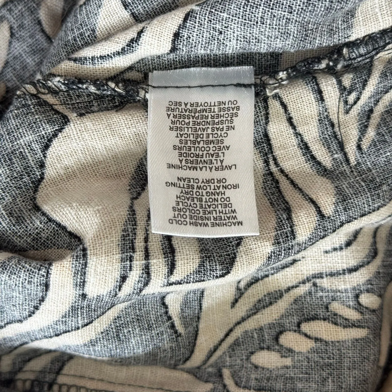 Jules & Leopold High Waist Wide Leg Pants Black & Beige Leaf Size XL Linen Blend - Image 6