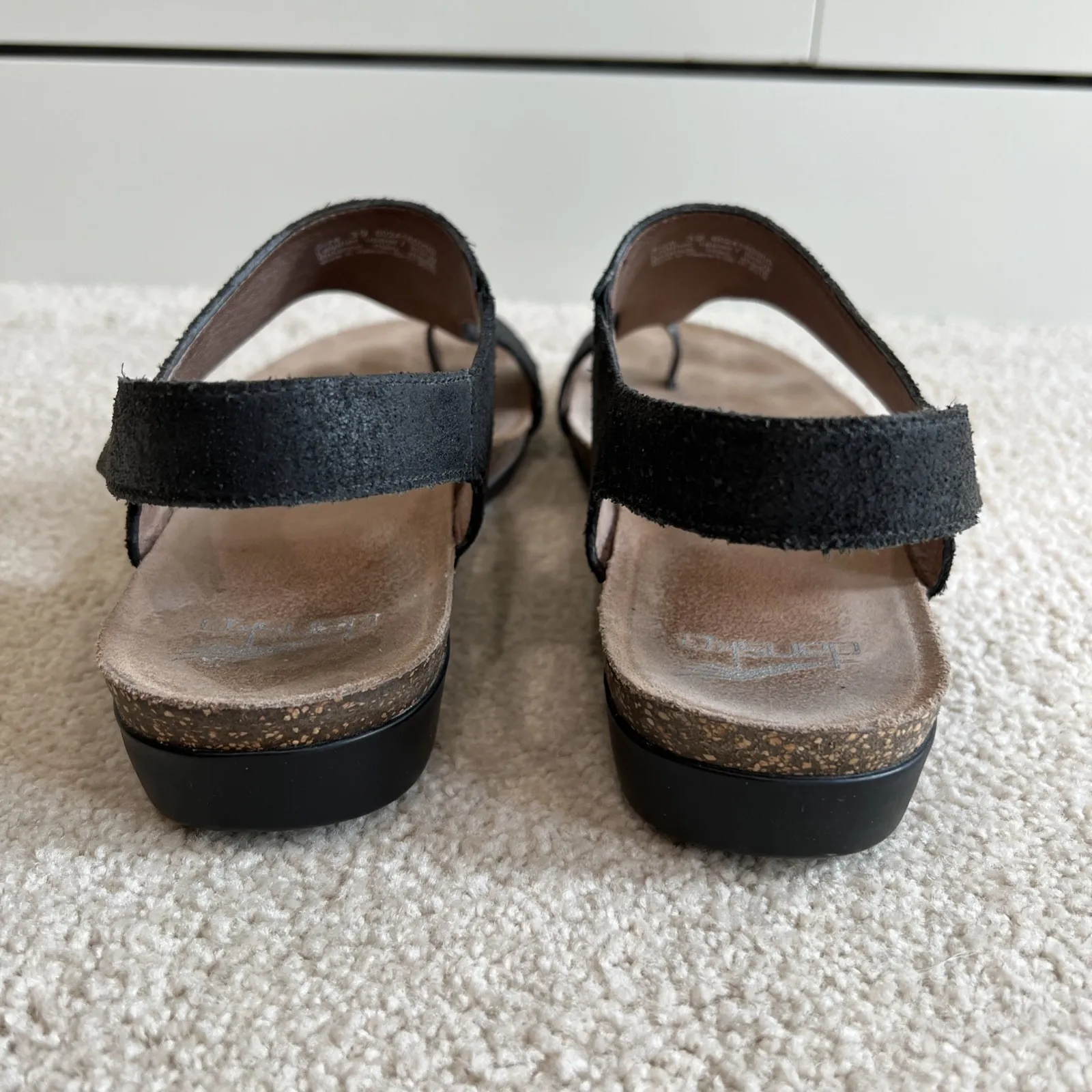 Dansko‎ Reece Sandal Size 39 8.5 Black Leather Toe Strap Slingback Flat - Image 7