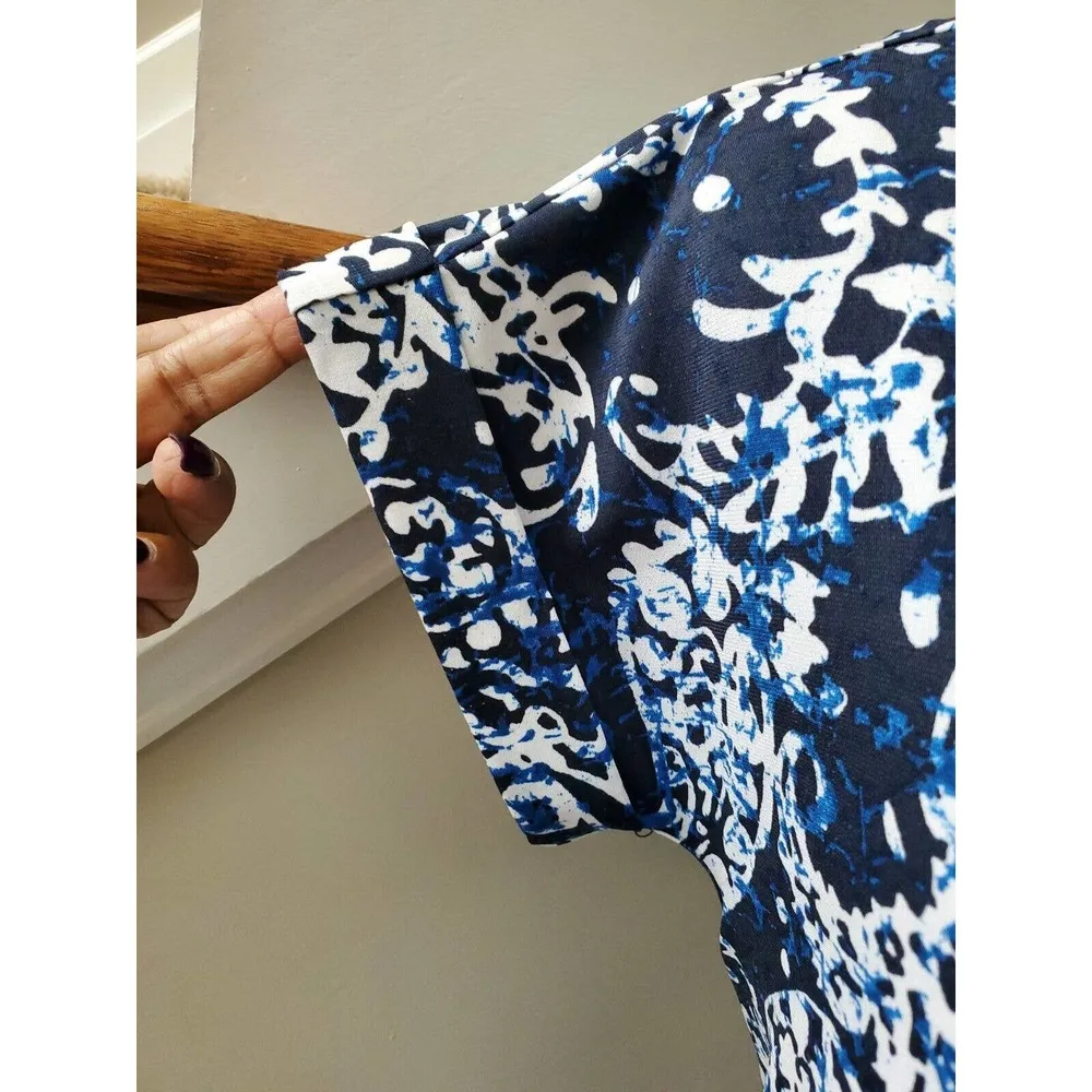 Michael Kors Women's Blue Polyester Round Neck Short Sleeve Knee Length Dress S - Image 6