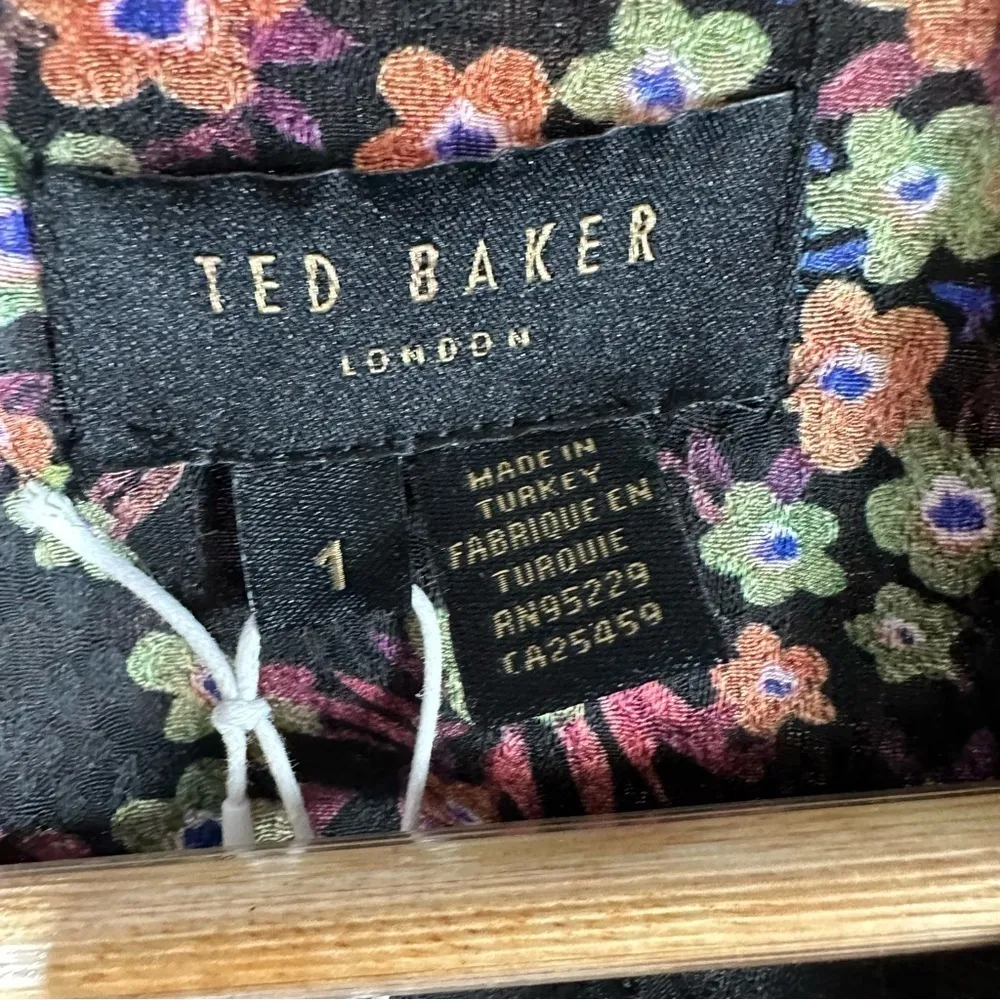 Ted Baker Hendria Ruffle Trim Mini Dress Size 1 US 4 Dark Floral - Image 7