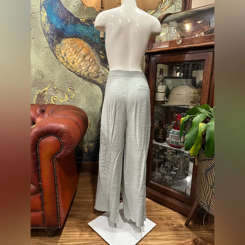 EUC TOPSHOP Elegant Light Green LINNEN  Wide-Leg Trousers - Image 6