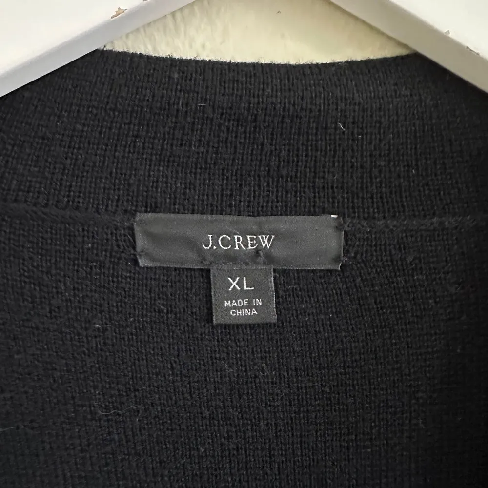 J. Crew Eloise Sweater Cardigan Blazer XL MerinoWool Blend Black Knit Open Front - Image 3