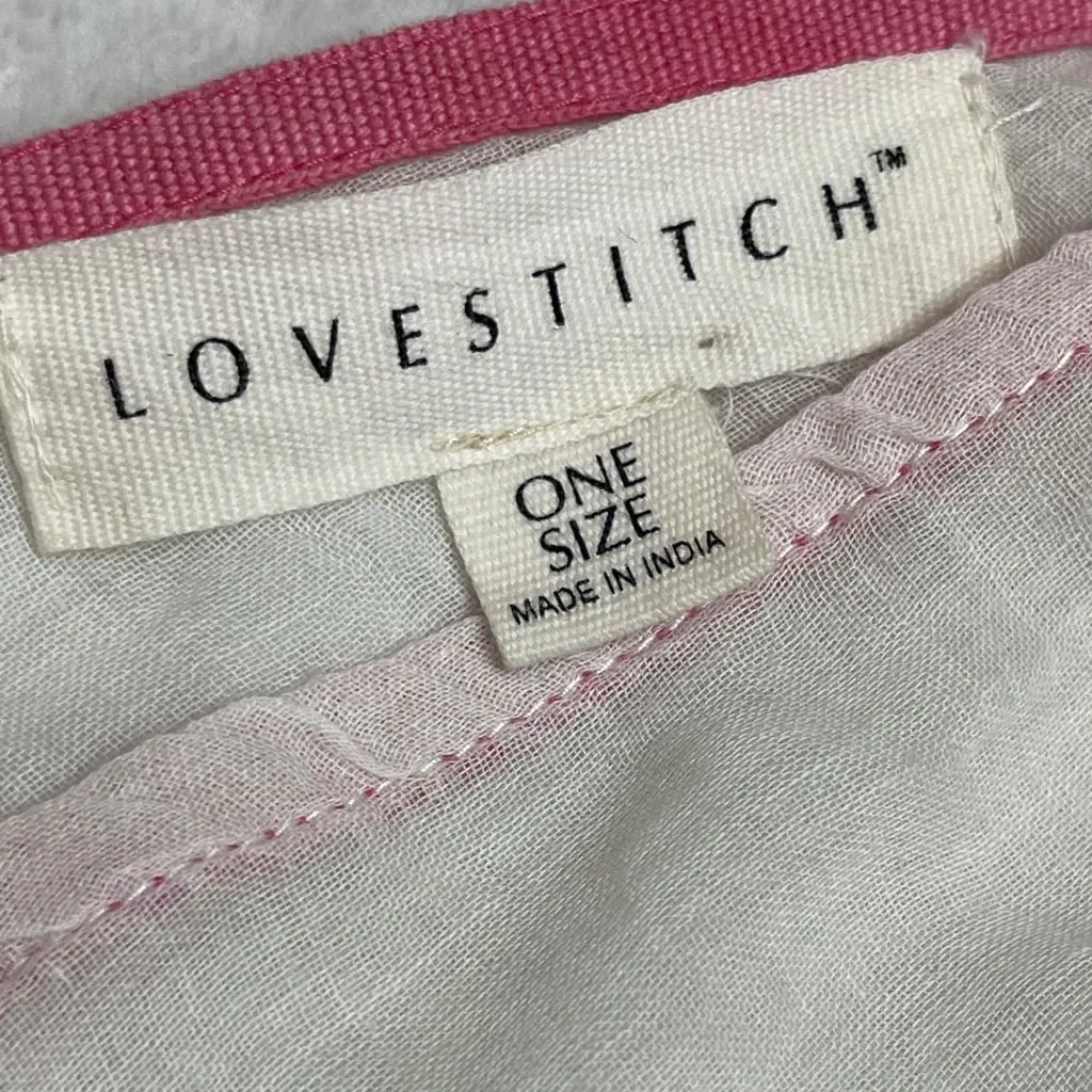 Lovestitch Granada Caftan Women's One Size White Floral Embroidered‎ 100% Cotton - Image 6