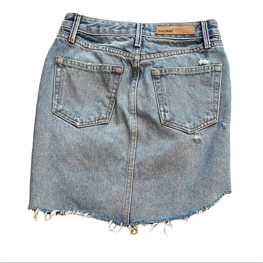 GRLFRND Rhoda Distressed Denim Mini Skirt Size 24 EUC - Image 7