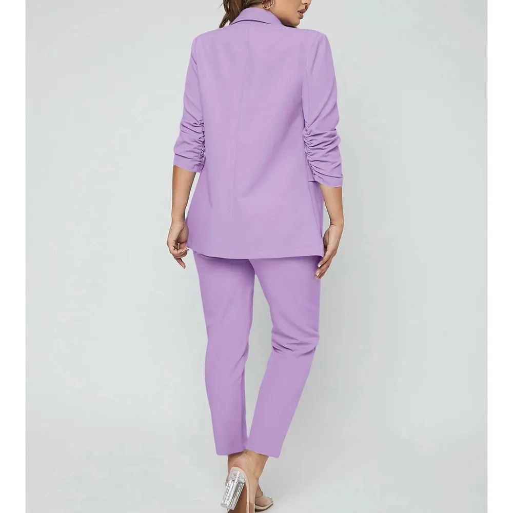SHEIN SXY Shawl Neck Open Front Blazer & Pants Suit in Purple, Size S​​​​​ - Image 2