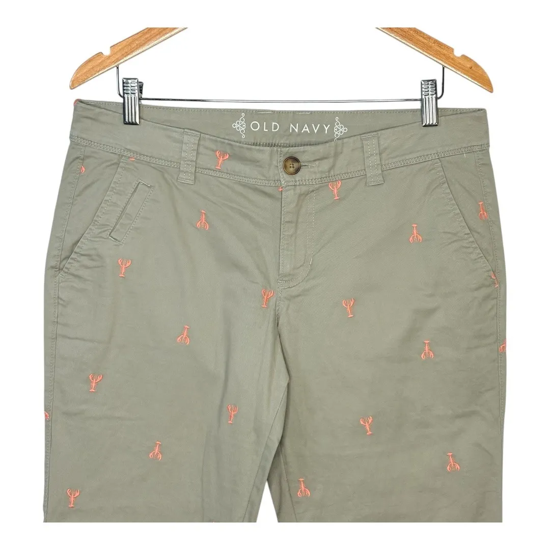 Old Navy Lobster Embroidered Khaki Pants‎ Fisherman Beach Women Size 10 - Image 4