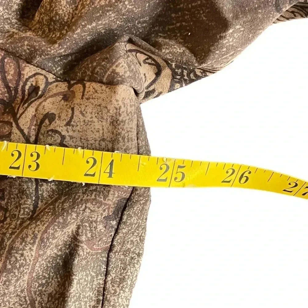 Vintage N Touch Brown Button Up Shirt Jacket Microfiber Patchwork Paisley XL - Image 6