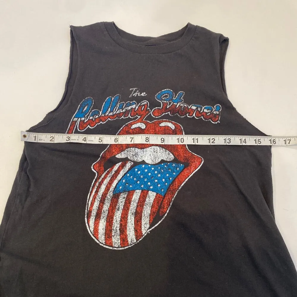 The Rolling Stones Black Crop Sleeveless Tank Top Jersey EUC Sz XS - Image 5