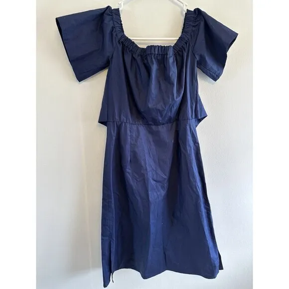 CATHERINE‎ MALANDRINO Blue SLEEVELESS LINED DRESS BUTTONS GATHERING 2 XS - Image 6