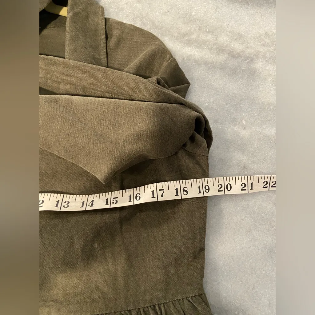 NWT Nine West Olive Green Velvet Button Front Collared Long Sleeve Mini Dress - Image 9