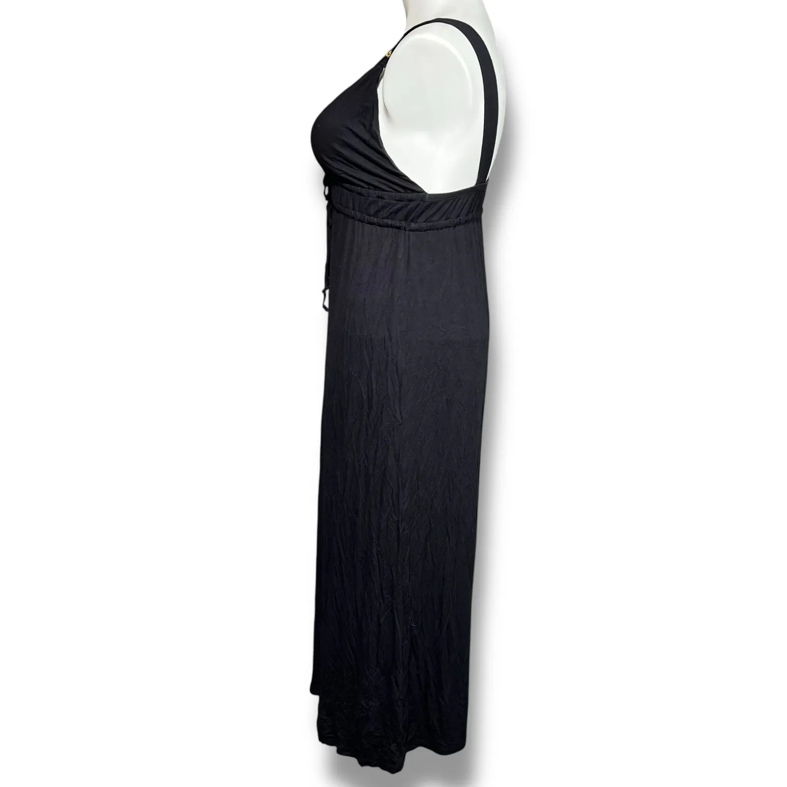 Tropical Escapes Womens Maxi Dress Swimsuit Coverup Grecian Style Black Large - Image 5
