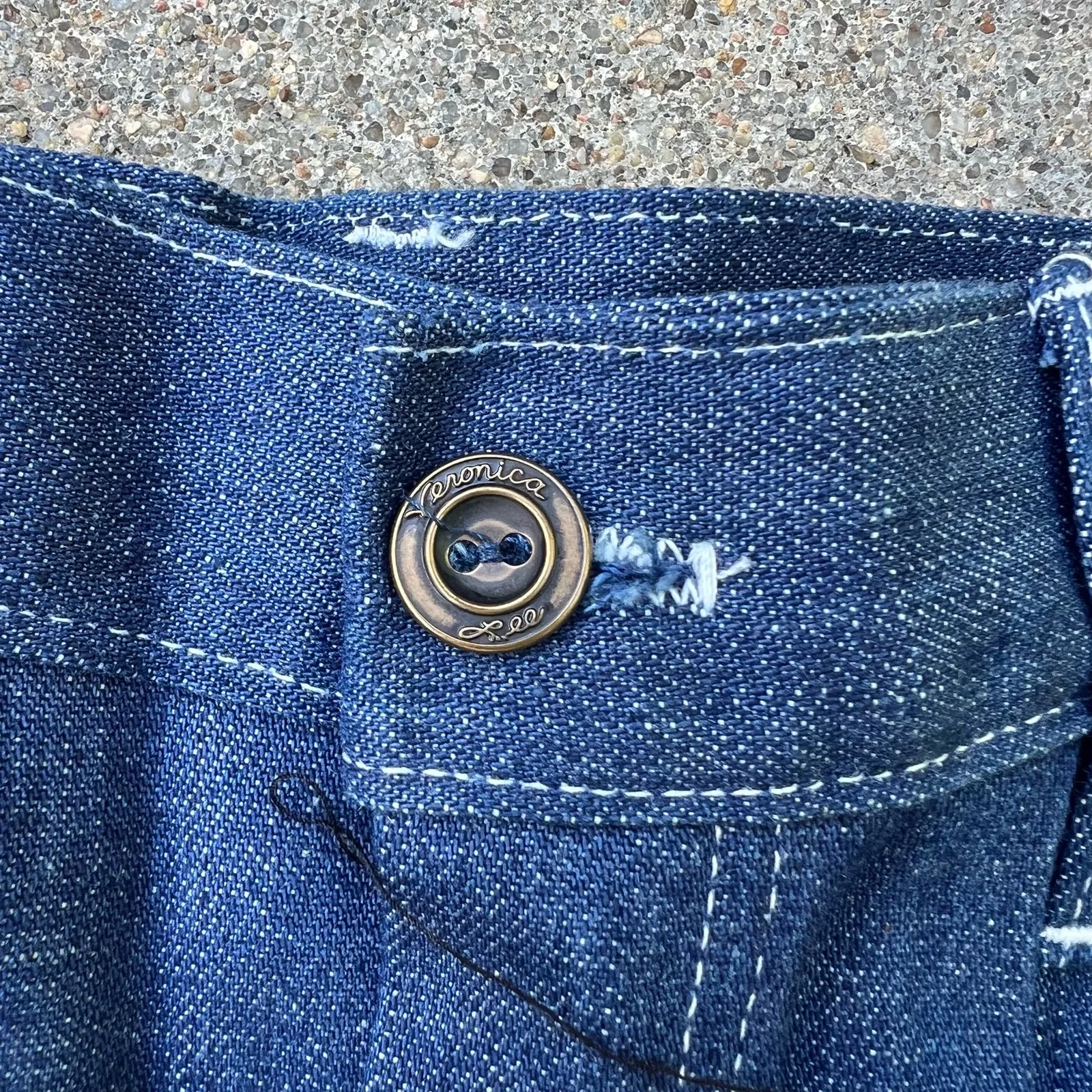 VTG 1960s Veronica Lee High Rise Tapered Leg Embroidered Pocket Jeans Size 14 Blue - Image 5