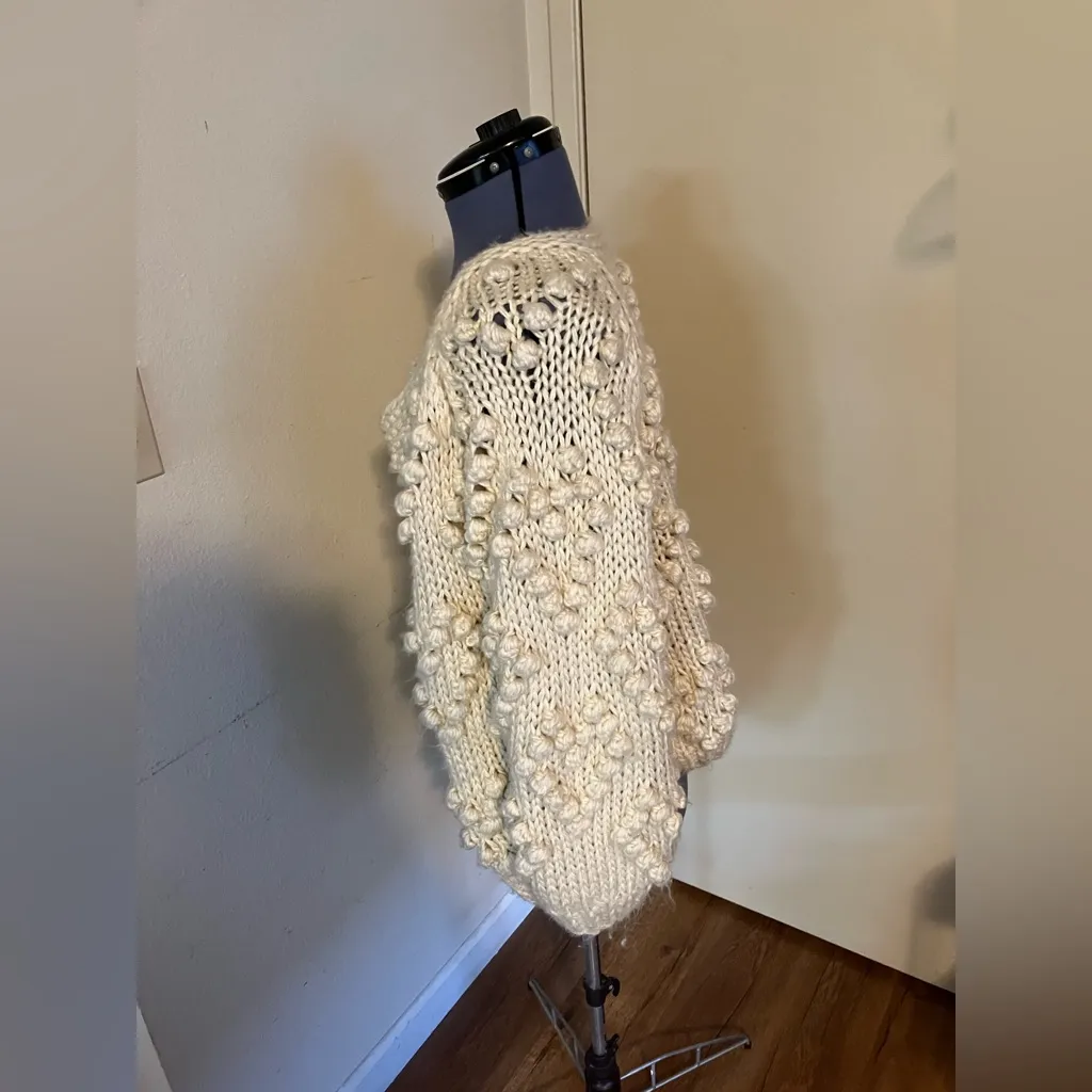 Chicwish Womens soft heart shaped balls Thick open Cardigan Sweater ivory cream - Image 15