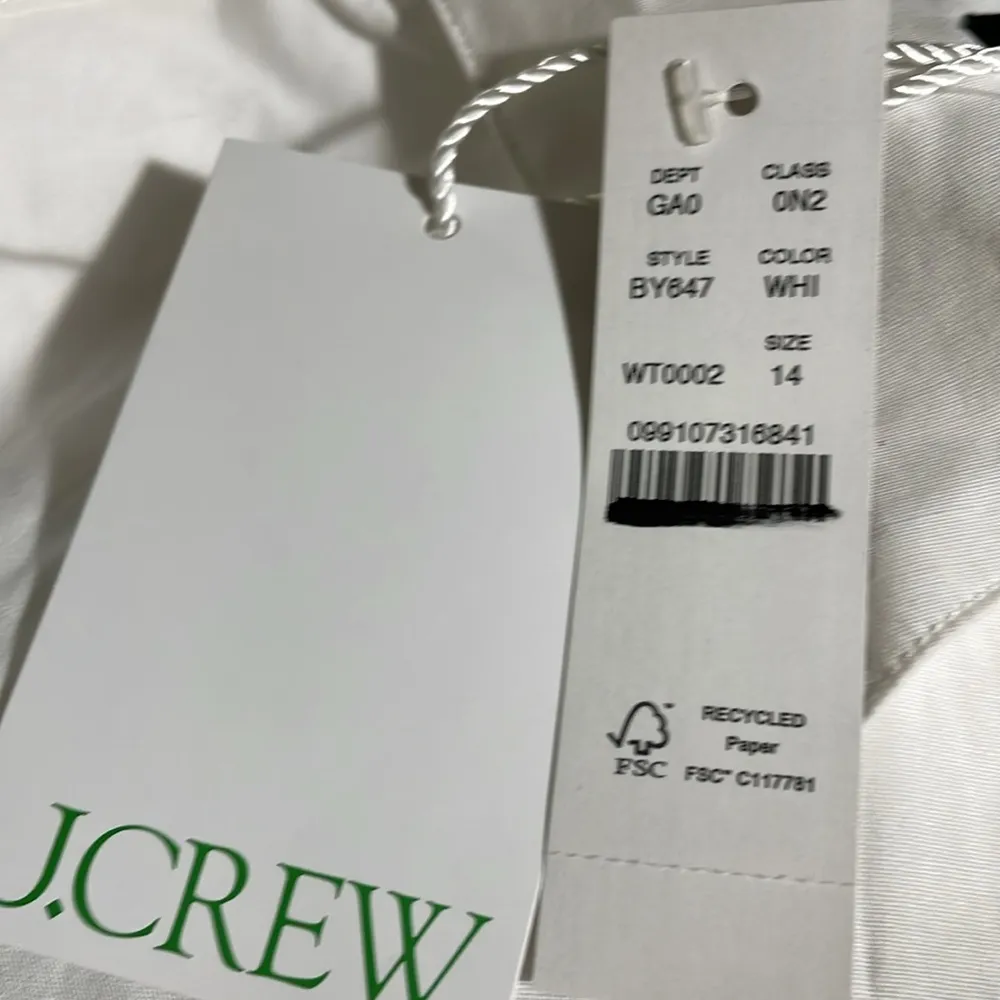 J Crew Wren Slim Fit Button Up Shirt Regenerative Cotton Poplin White Sz 14 NWT - Image 6