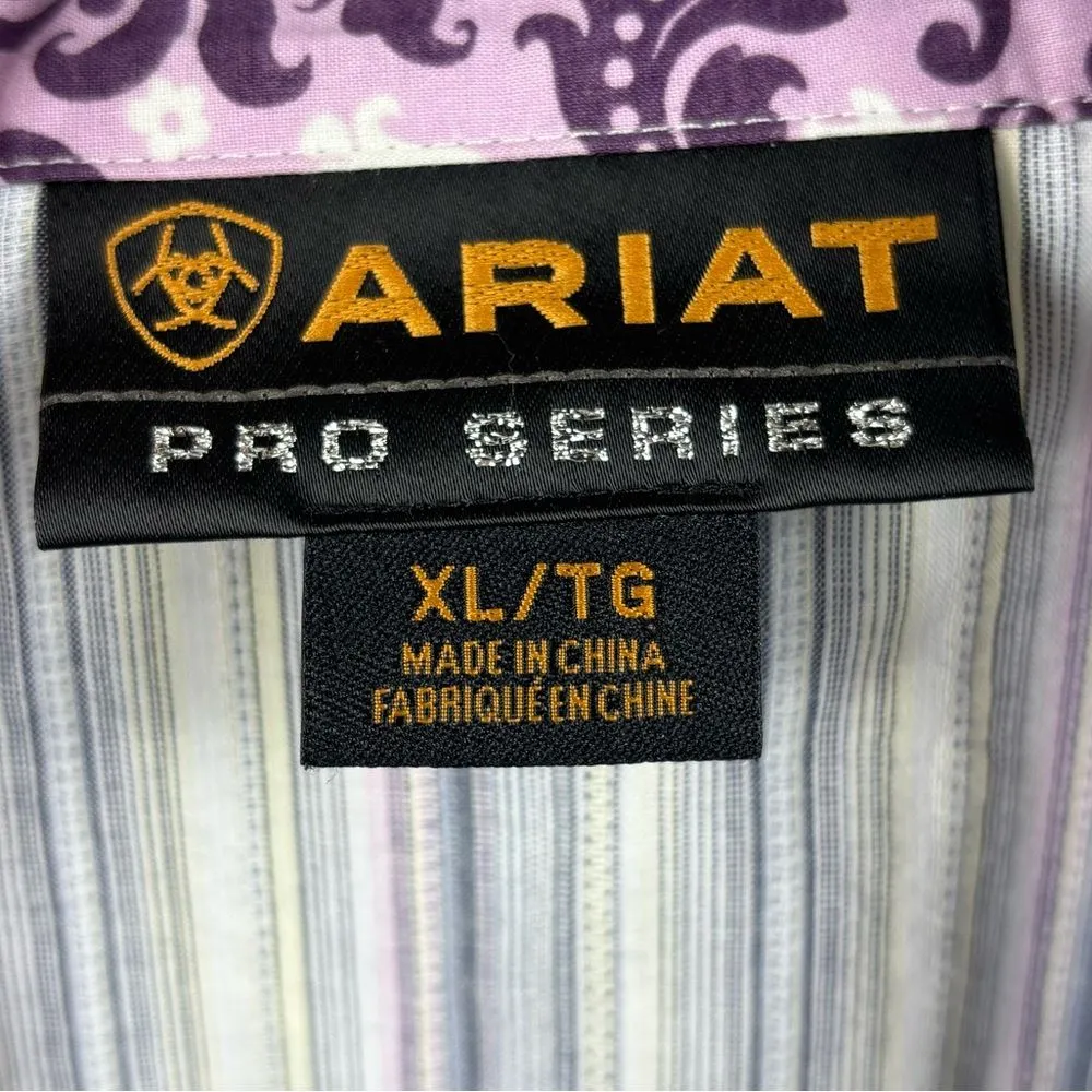Ariat Pro Series Women's XL Striped Button Up Western‎ Shirt Bedazzled Snaps - Image 6