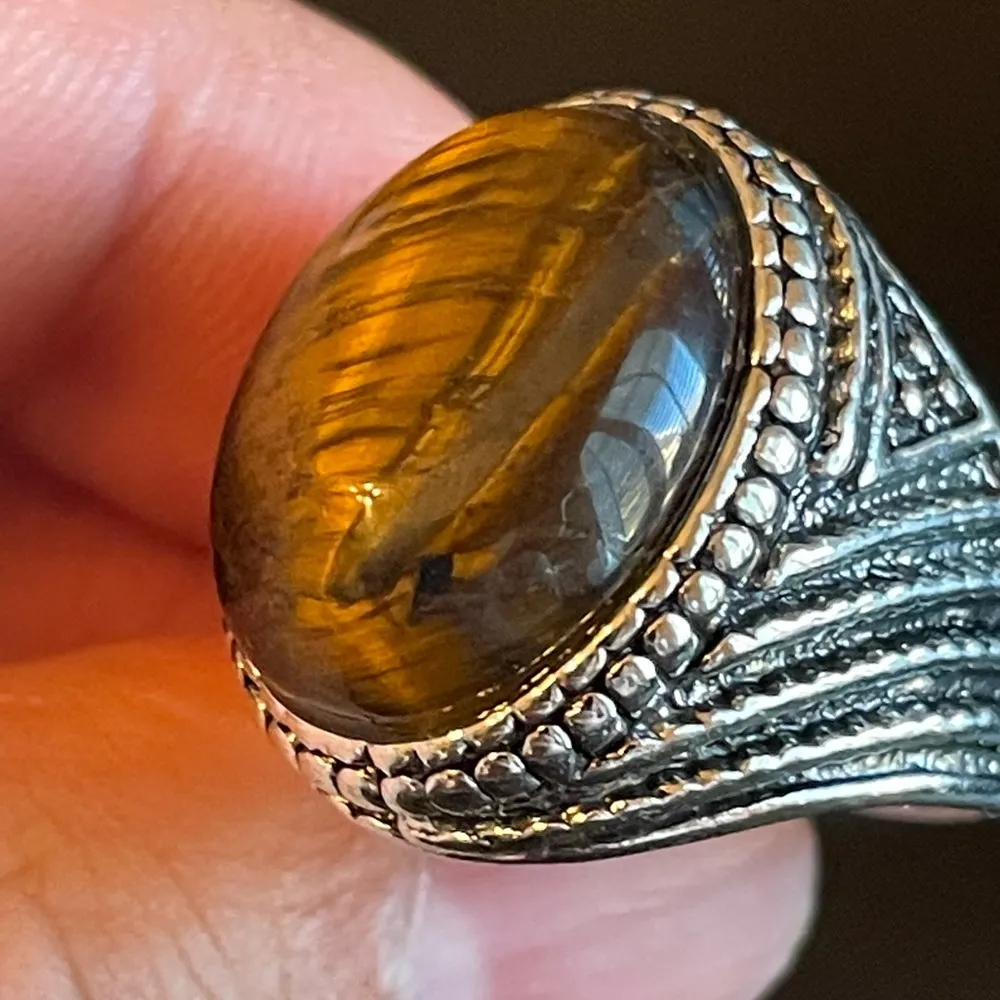 Cool tiger eye stone S925 silver ring size 9.25 - Image 7