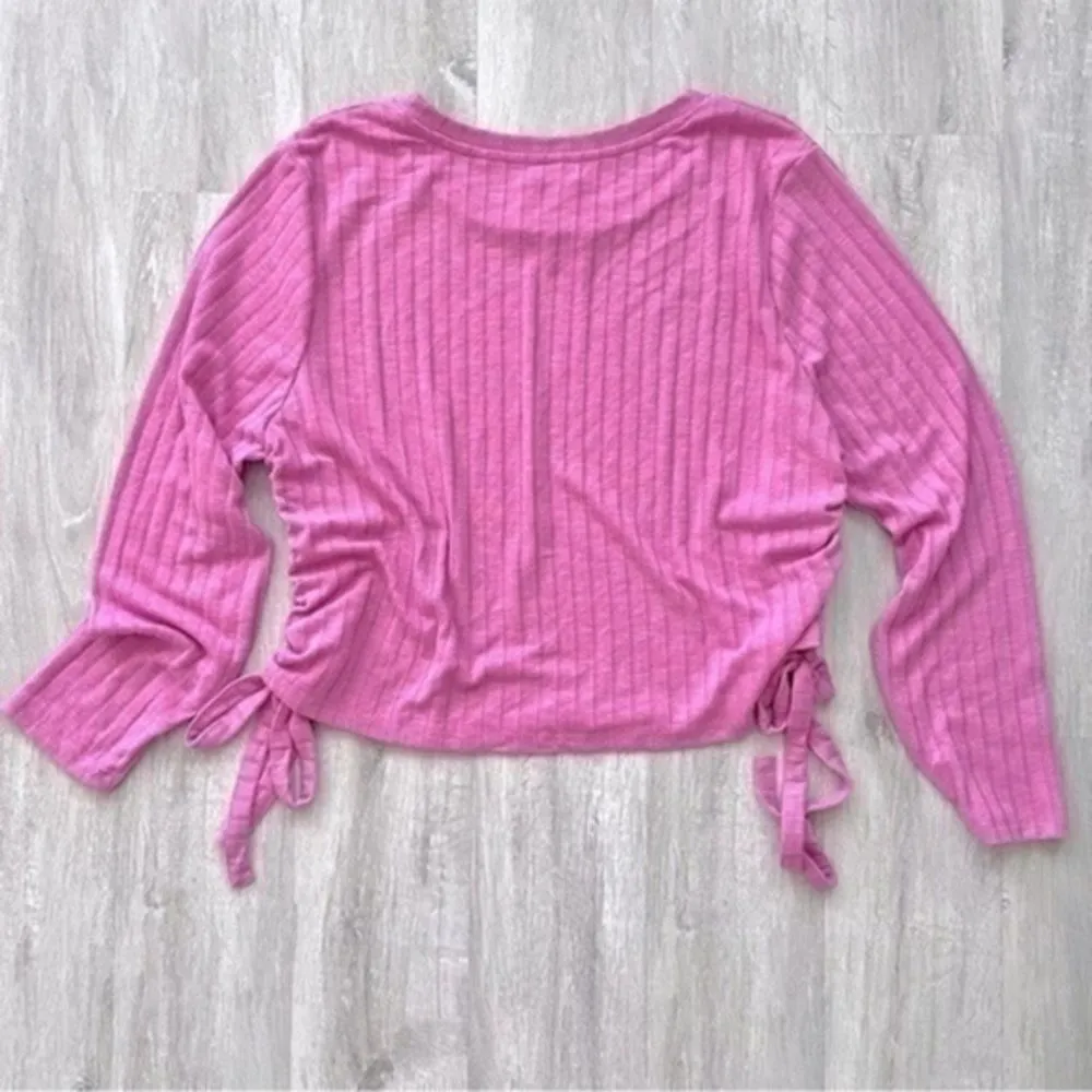 Women's 2X NWT Plus Size Pink Side Ruched Long Sleeve Top New - Image 3