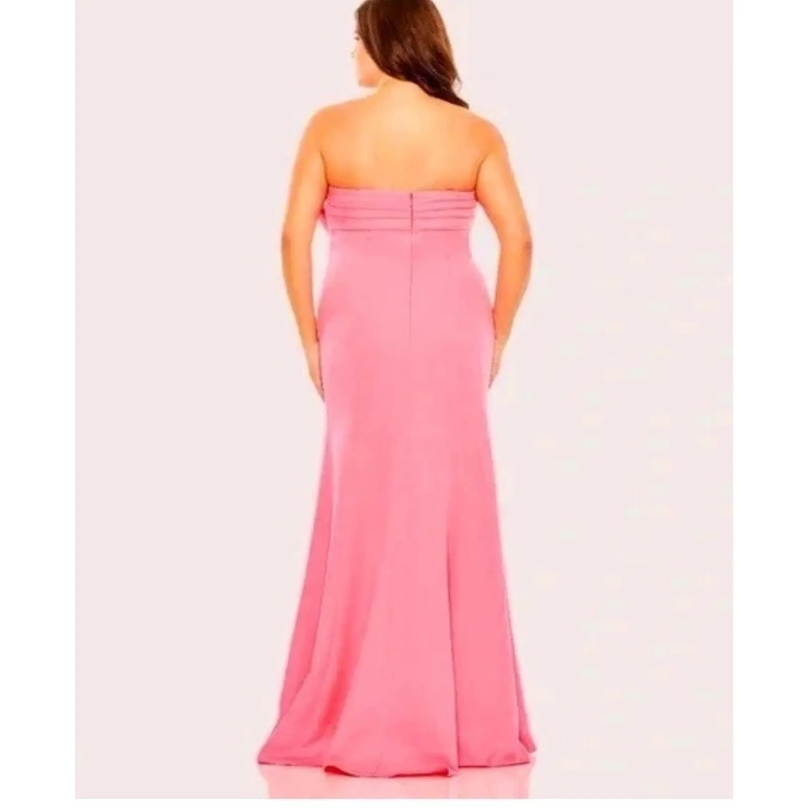 Mac Duggal Candy Pink Bow Front Strapless Crepe Gown 16W Special Occasion Party - Image 3