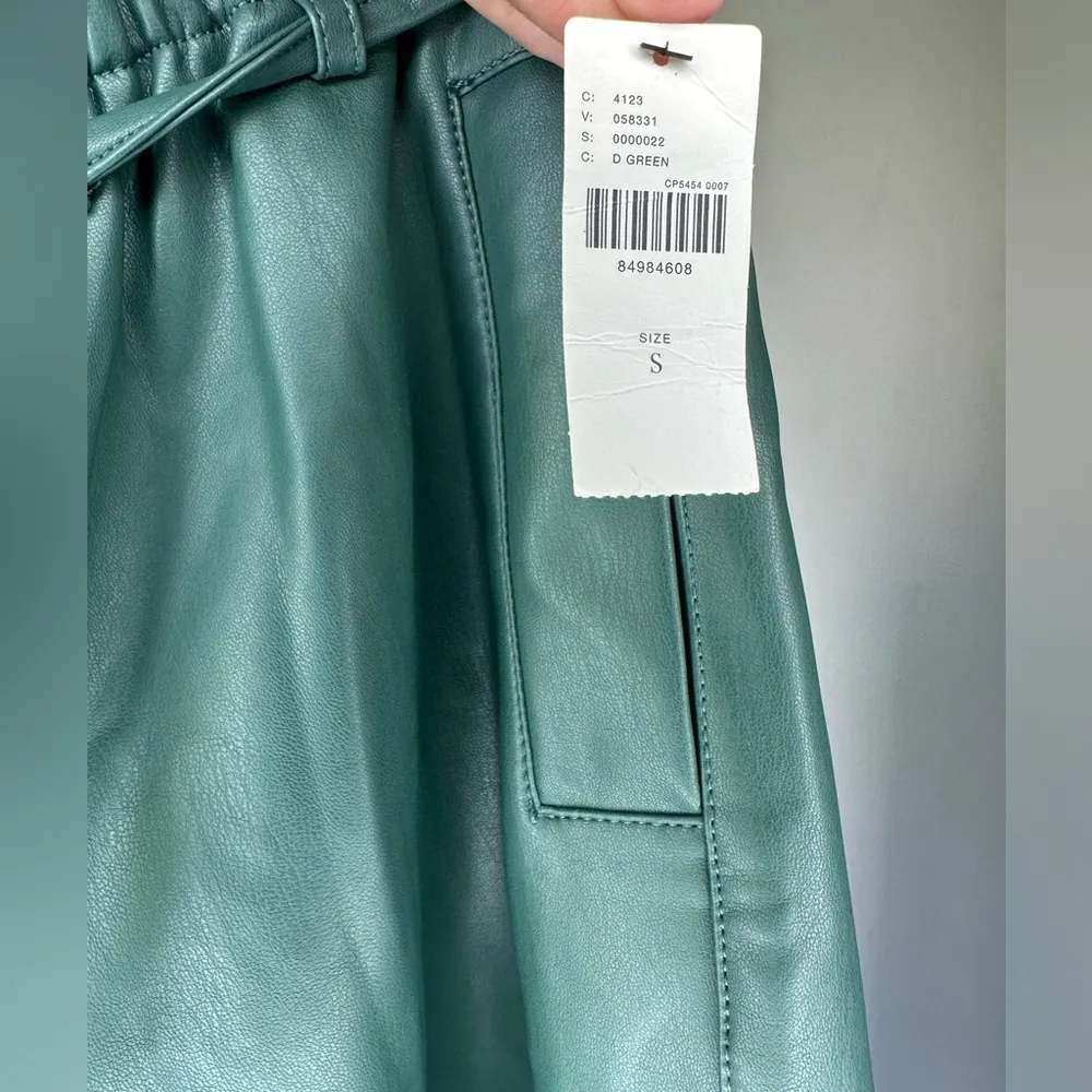 Anthropologie Pilcro Faux Leather Soft Parachute Pants Green Size S NWT - Image 6