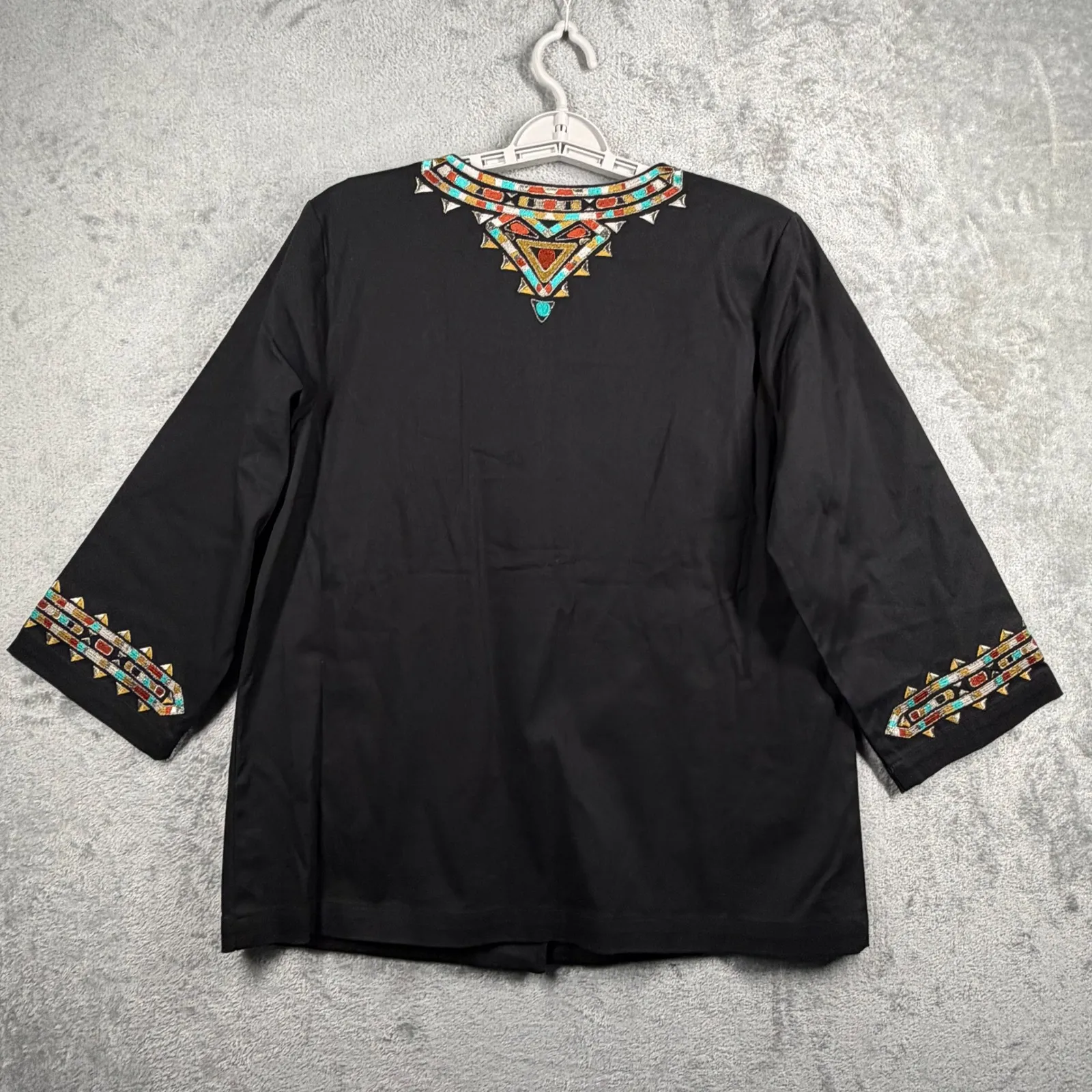 Bob Mackie Medium Black Embellished Jacket Top Wearable Art Boho Western Chic - Image 3