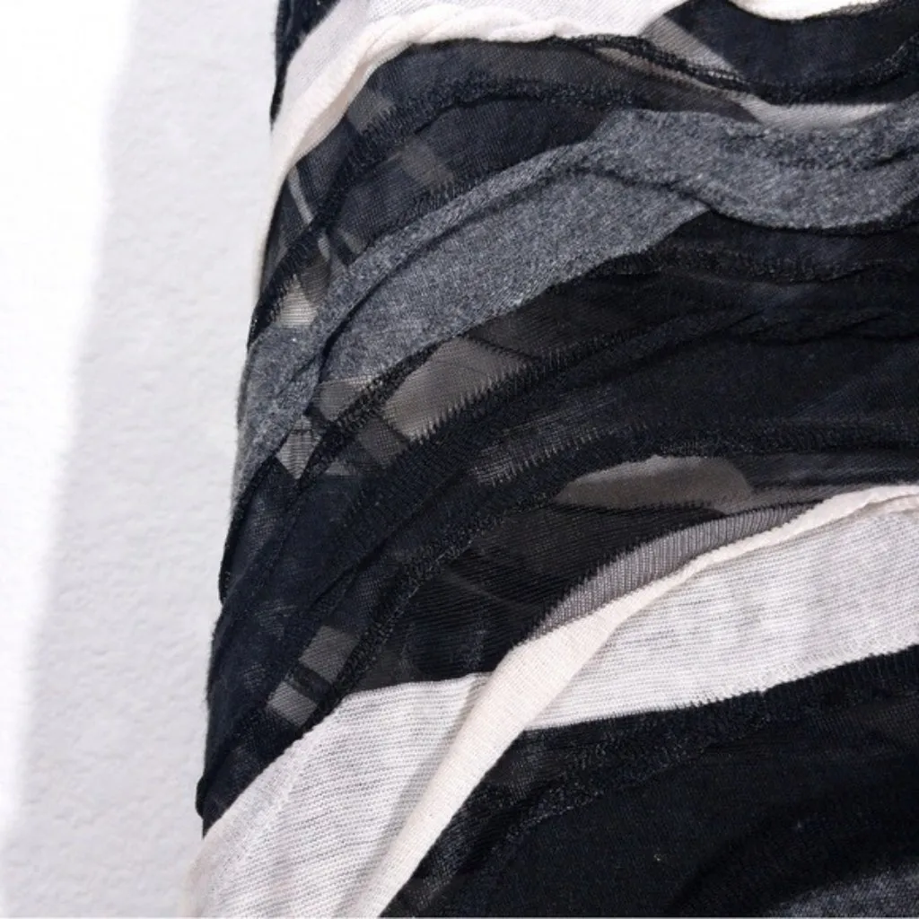 Bronx and Banco x REVOLVE Itza One Shoulder Dress S Black Striped Sheer Braided - Image 7