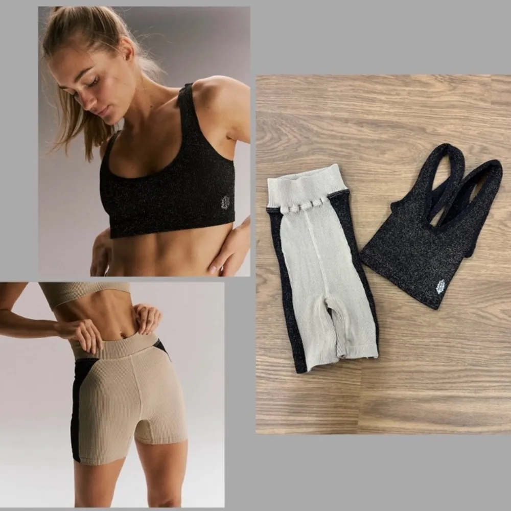 NEW! 3 Pc  MOVEMENT Rise & Shine Set Champagne Black Shorts Tank Top - Image 2