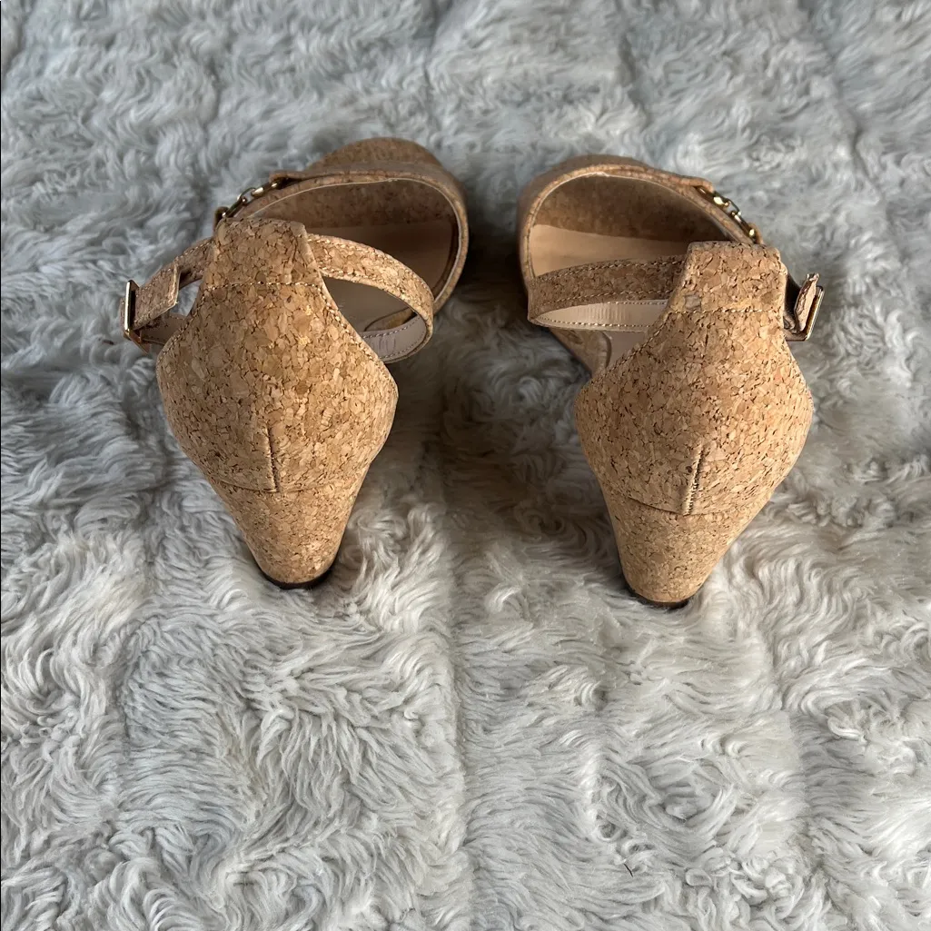 Ann Taylor Tan Wedge Sandals Dress Shoes Woman’s Size 8 M‎ - Image 4