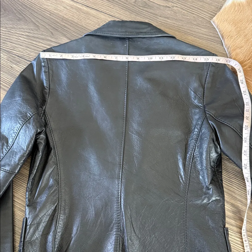 Vintage Black Leather Jacket blazer style so cool Size M - Image 13
