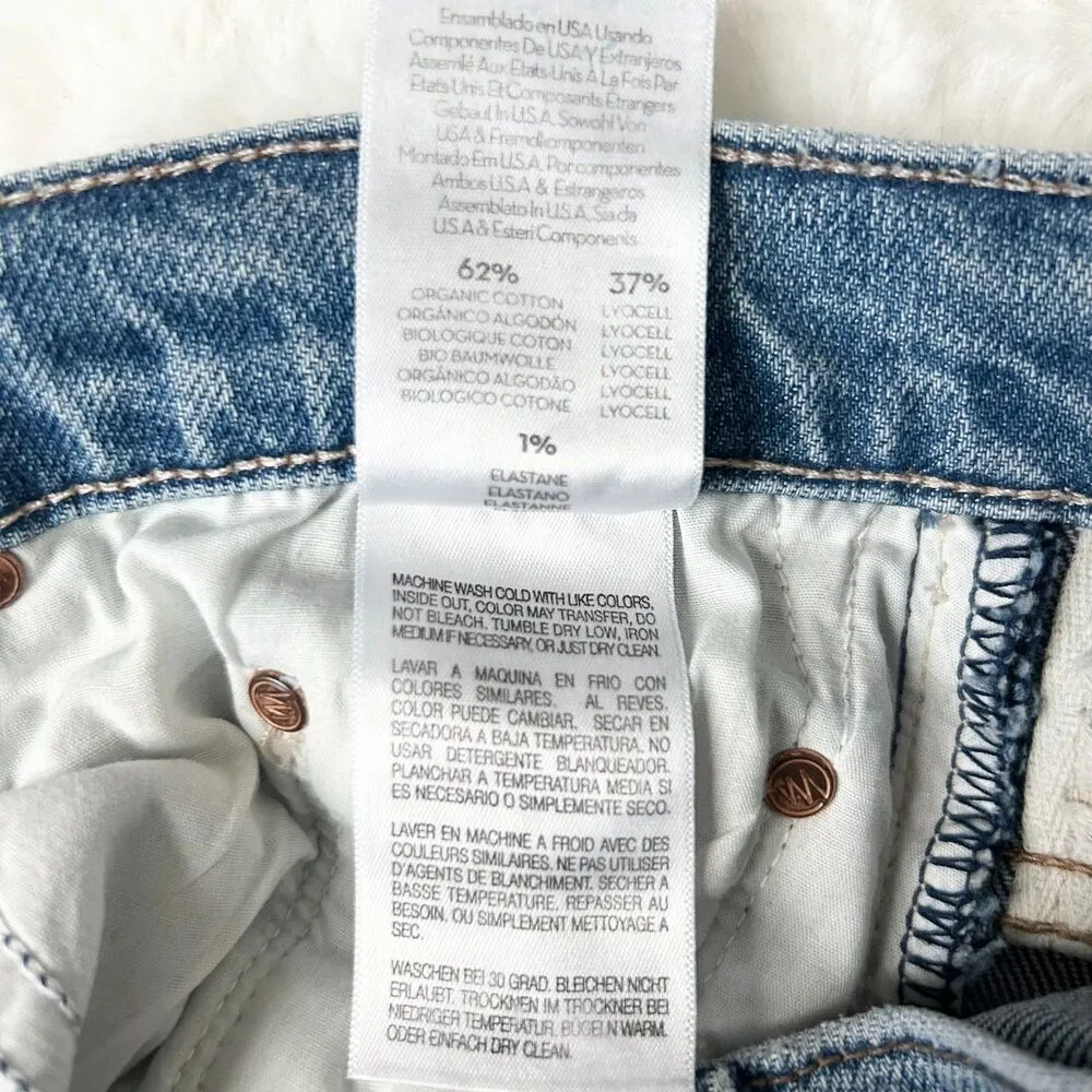 Mother The Insider Ankle Mid Rise Flare Jean Bloom And Doom Distressed Size 29 Blue - Image 8