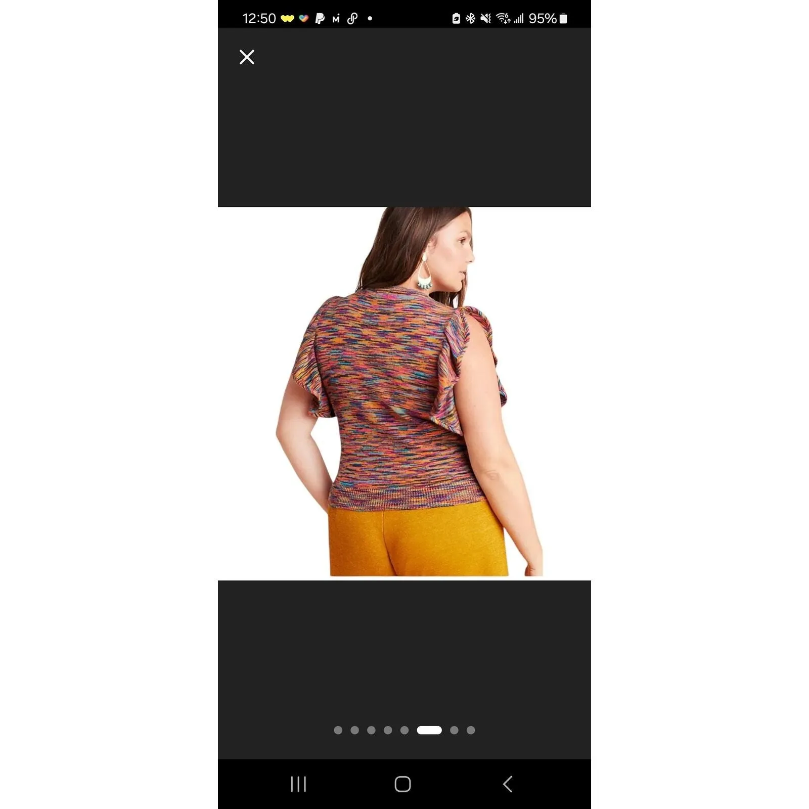 Anthropologie Women Ruby Flutter Sleeves Top Knit Sweater‎ Vest Top SZ M - Image 8