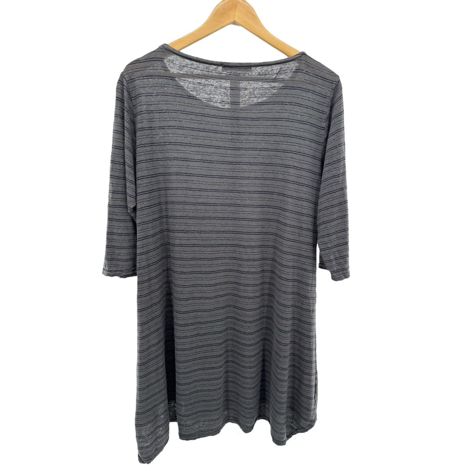 Cut Loose Gray Black Stripe Tunic Top 3/4 Sleeve Relaxed Fit Women's M Lagenlook Size M - Image 3