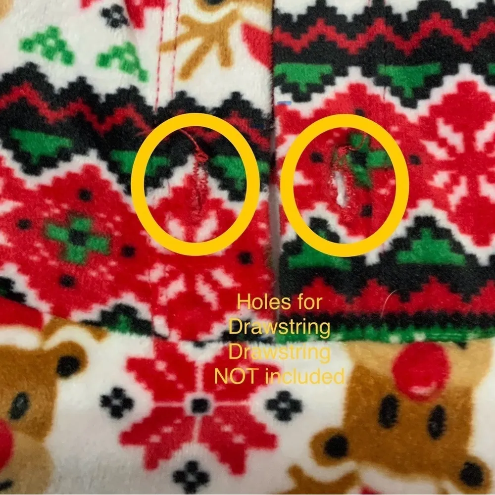 Ugly Christmas Sweater Hoodie Fair Isle Print Velvety Velour Front Pocket OS Red Size undefined - Image 7