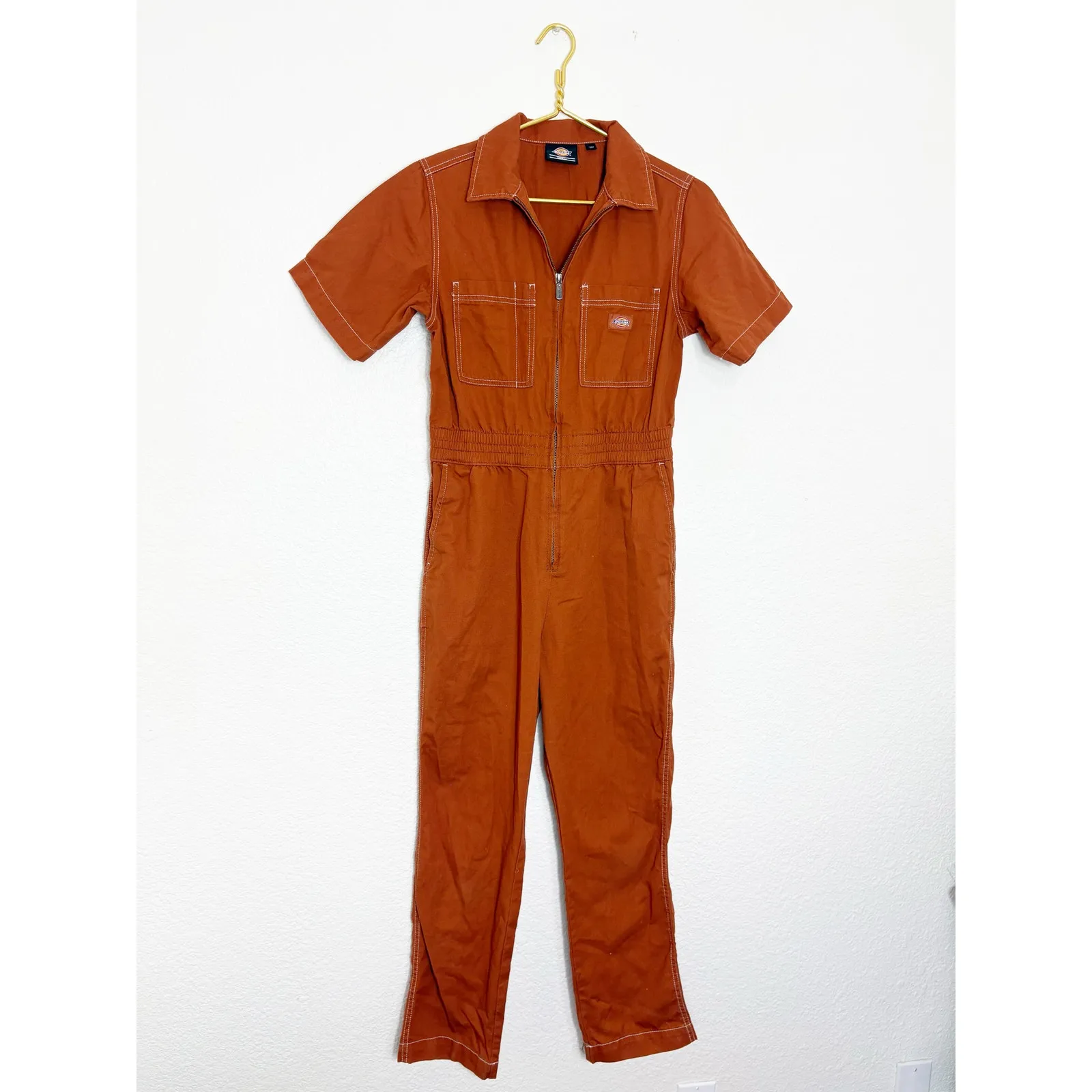 Dickies Cotton Twill Zip-Up Jumpsuit Size Small Utility Aviator Rust Orange - Image 4