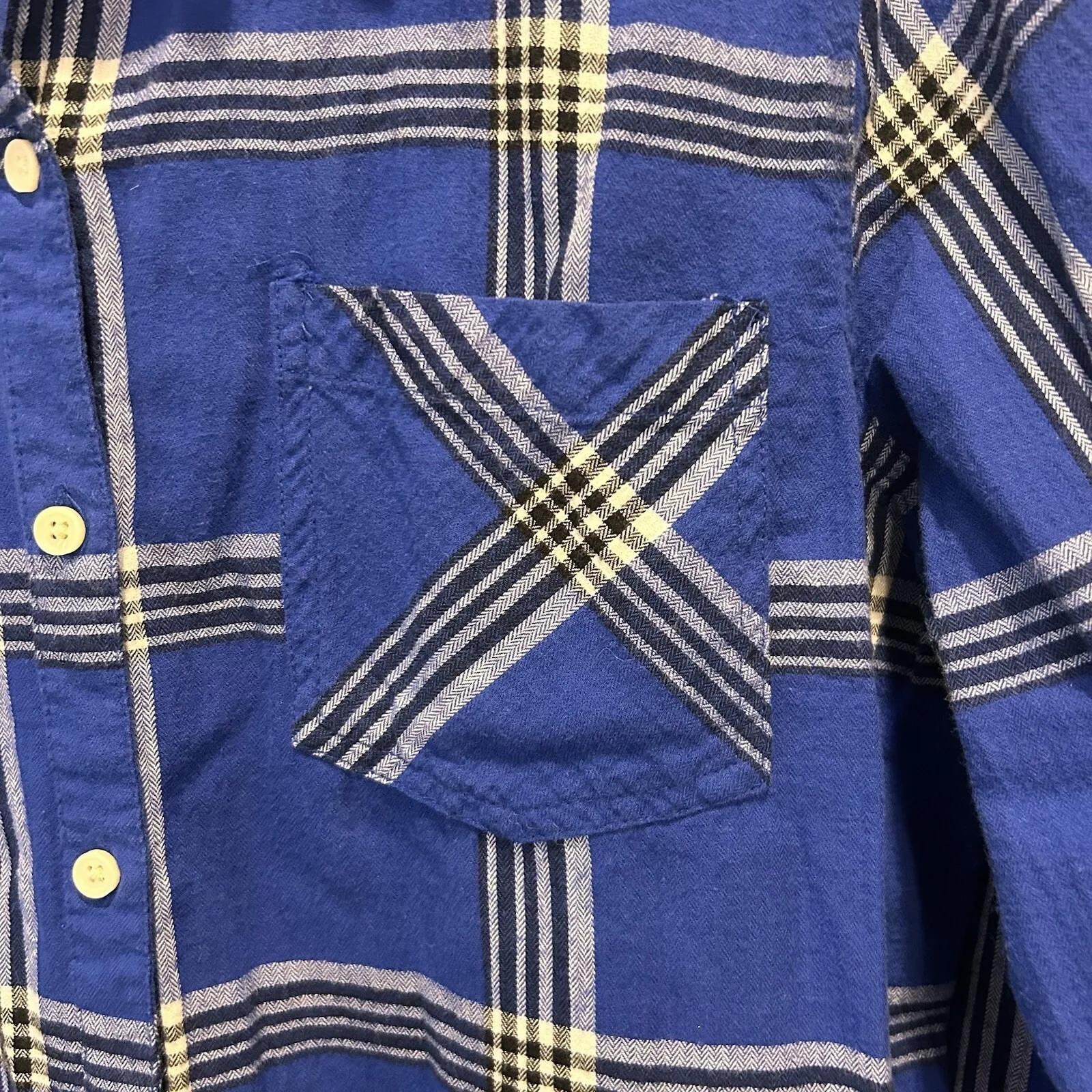 Old Navy Classic Fit Plaid Flannel Shirt Blue Black White Women's XL Lightweight - Image 2