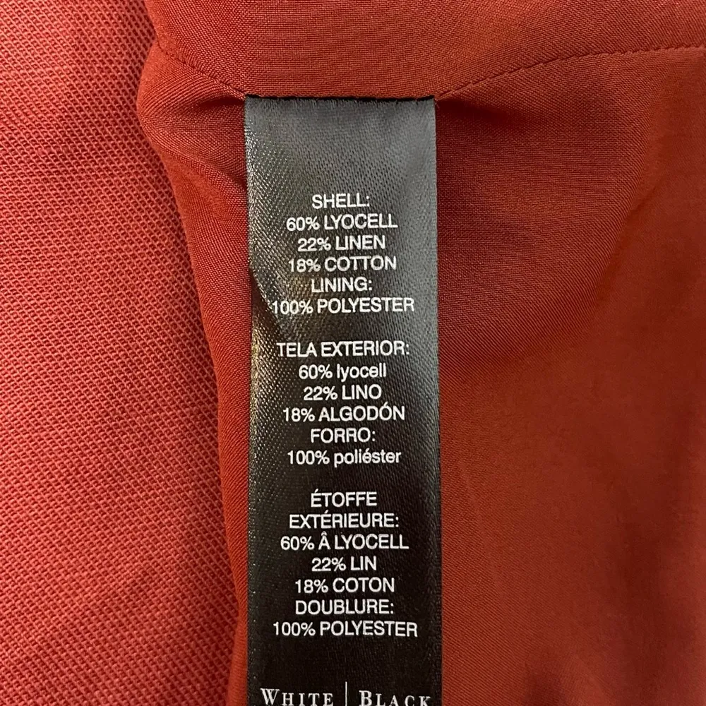 White House Black Market Rust Orange Linen Cropped Blazer Jacket 0 XS - Image 9