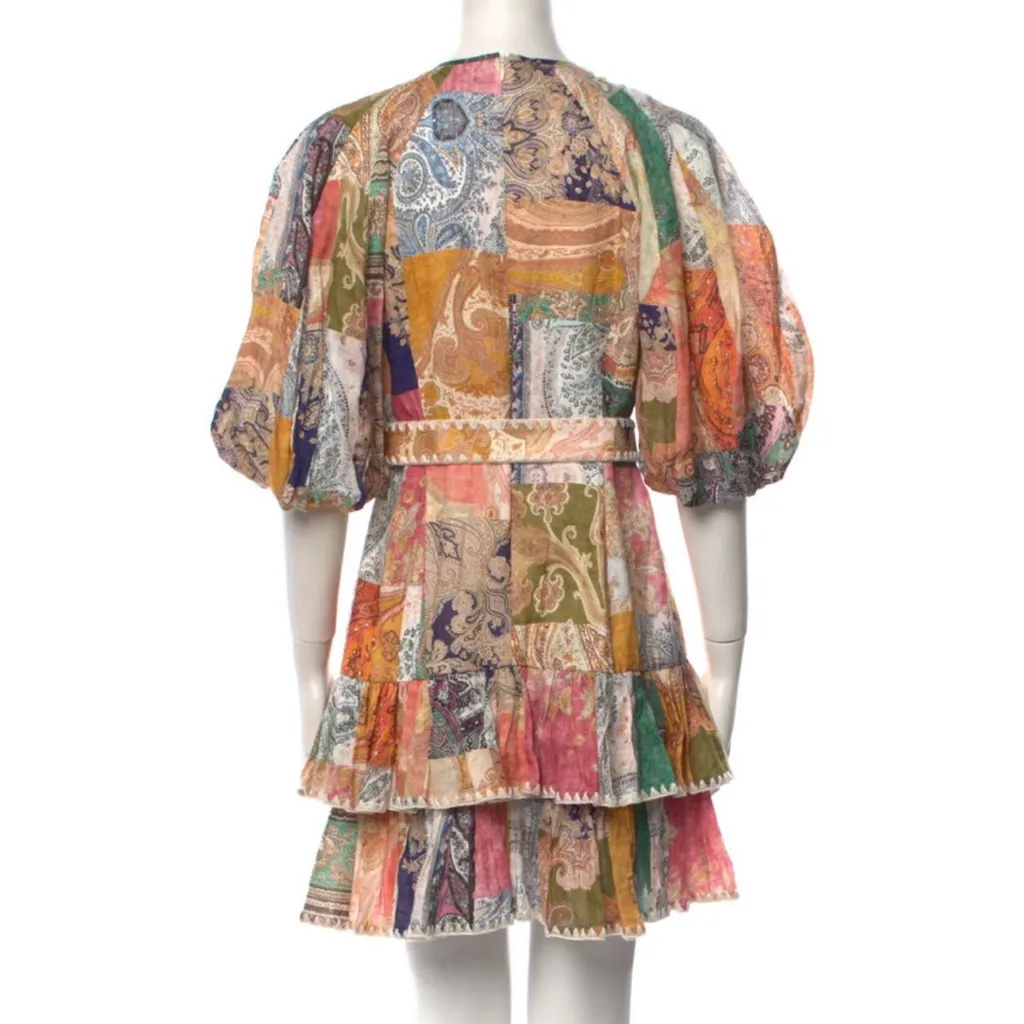 NWOT Zimmermann Patchwork Puff Sleeve Mini Dress - Image 8