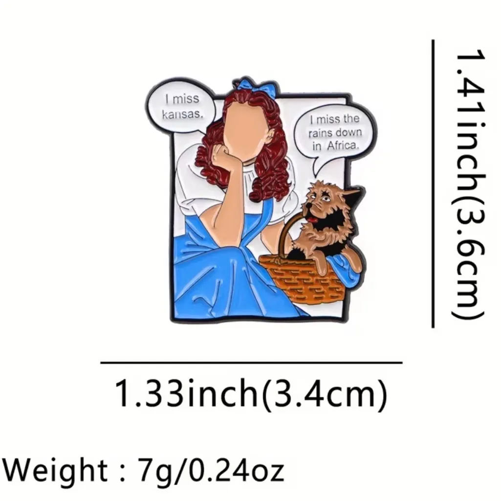 Wizard of Oz Enamel Pin | Dorothy & Toto “I Miss Kansas / Africa” Funny Blue - Image 3