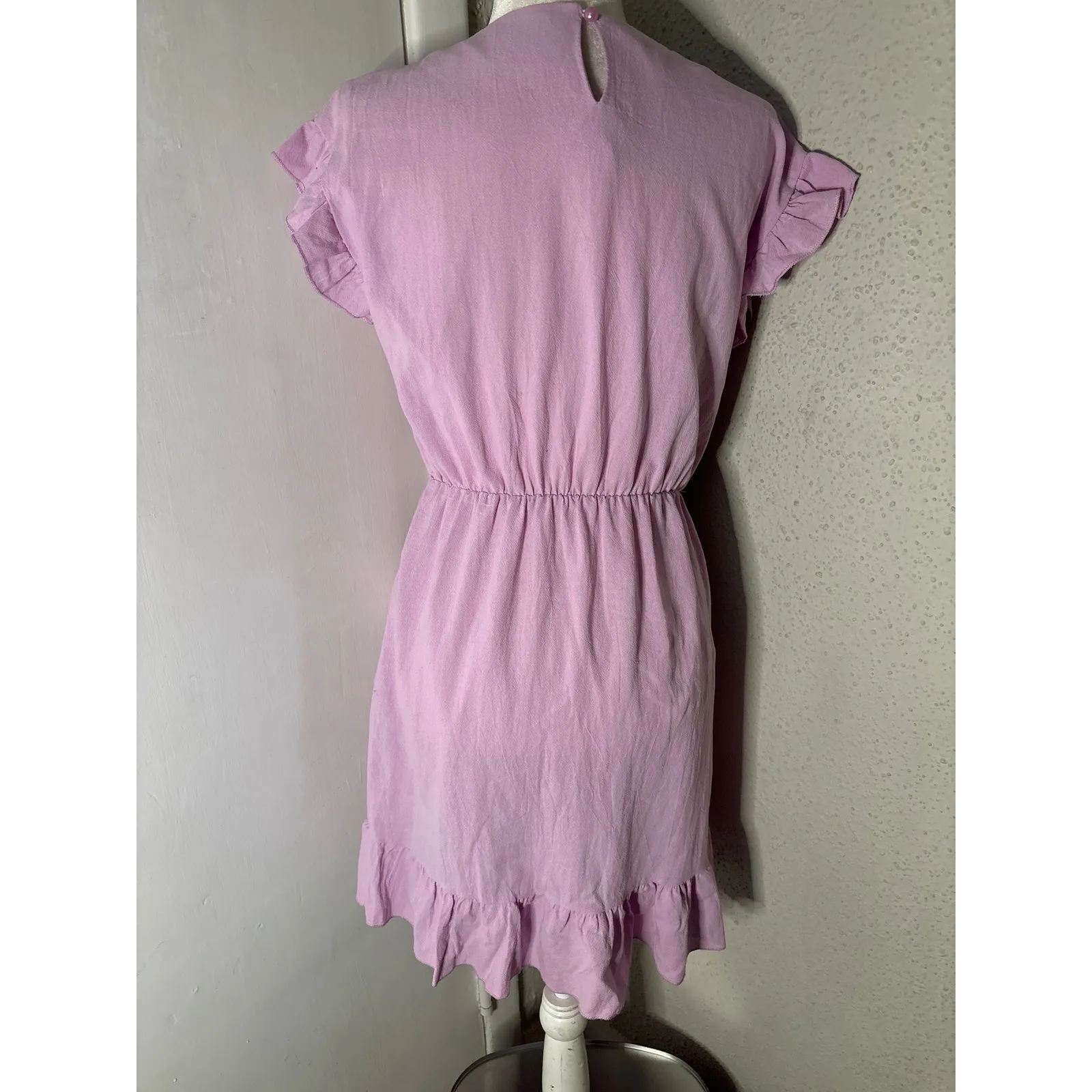 Lilac Purple Asymmetrical Ruffle Wrap Dress S Pastel Coquette Girl Rainbow Twee - Image 2