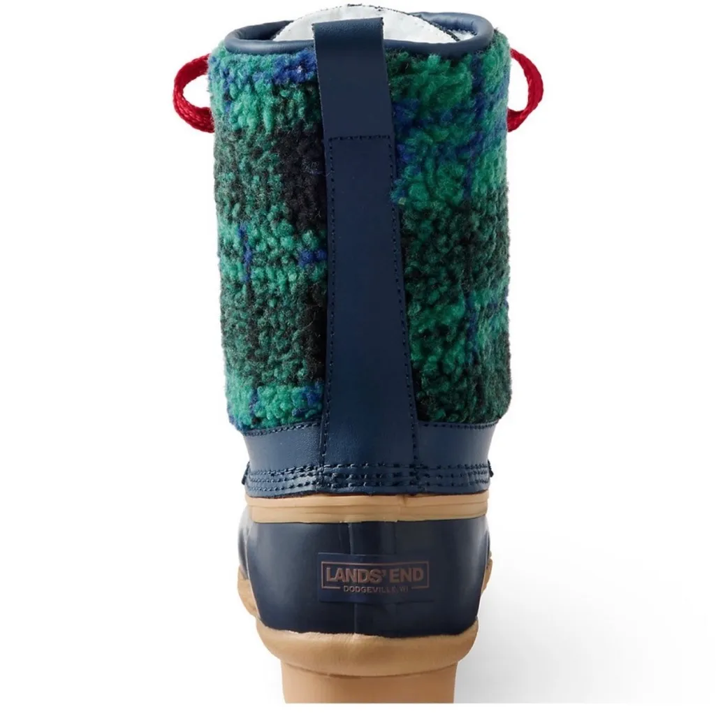 NWT Insulated Sherpa Fleece Lined Duck Boots Evergreen Blackwatch Plaid Green Size 9 - Image 4