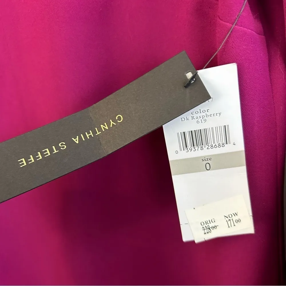 NWT Cynthia Steffe Raspberry 'Cora" Trumpet Sleeve Crepe Shift Mini Dress Sz 0 - Image 10