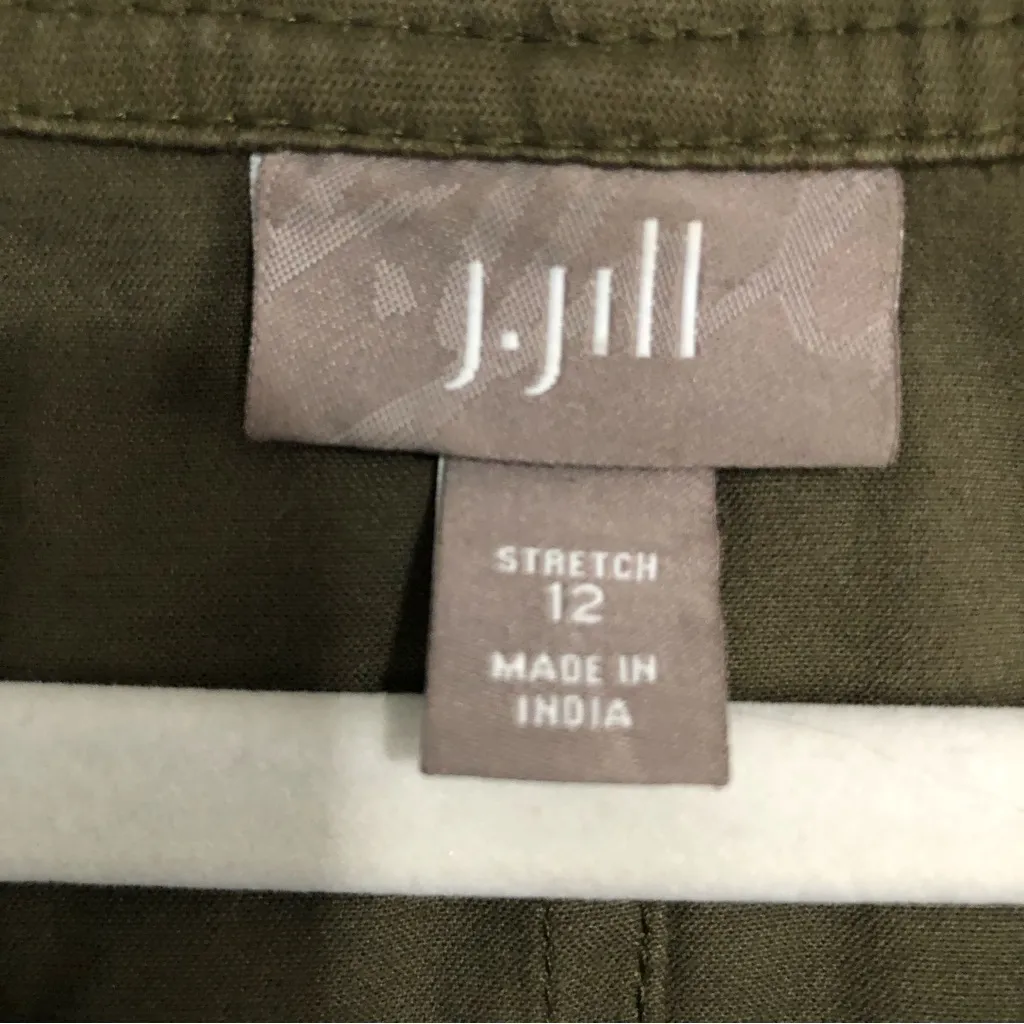 J. Jill‎ green army utility button down jacket. Cotton stretch women’s size 12 - Image 6