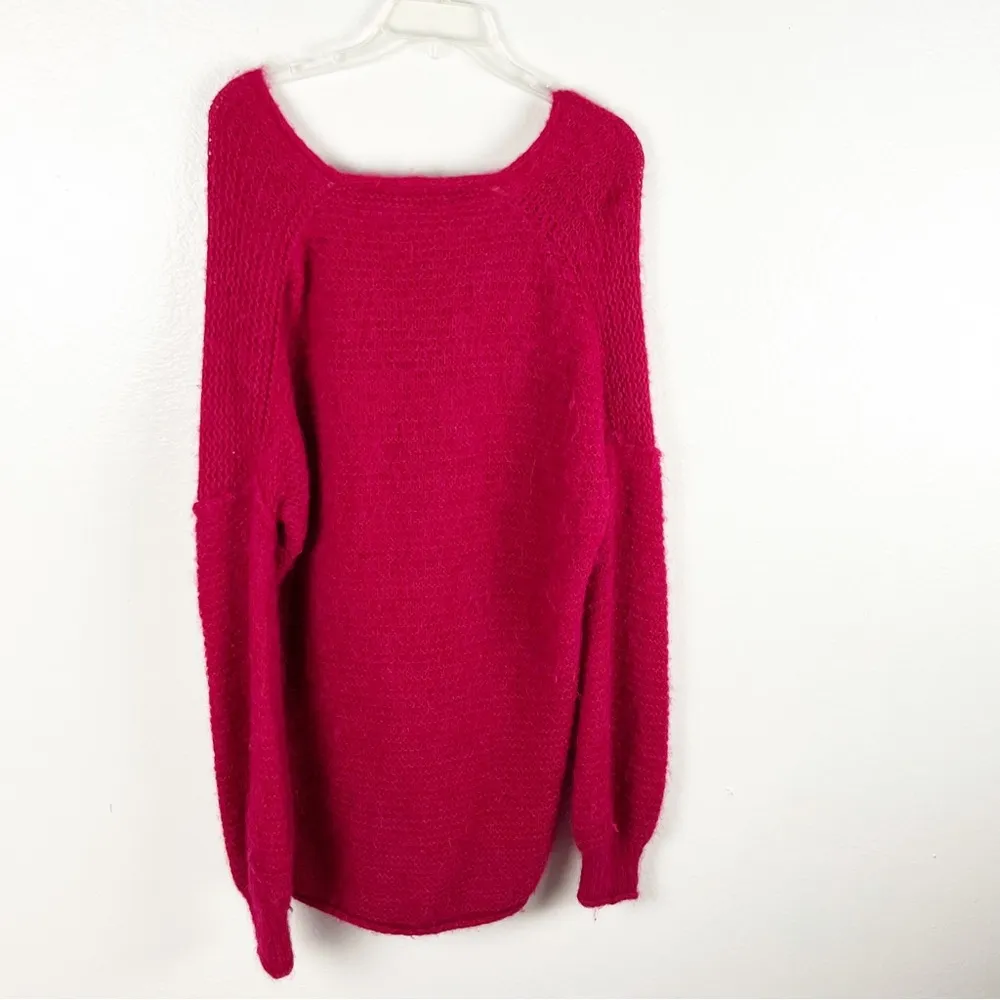 FREE PEOPLE All Mine Alpaca Blend V-Neck Slouchy Drop Shoulder Sweater Small - Image 2