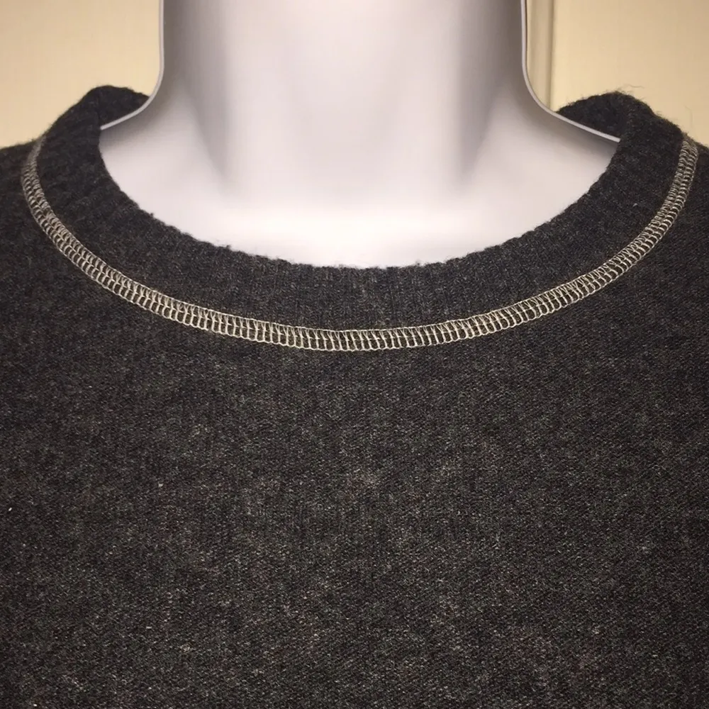 Star Sun Moon Gray & White Inside Out Seam Wool Sweater - Image 5