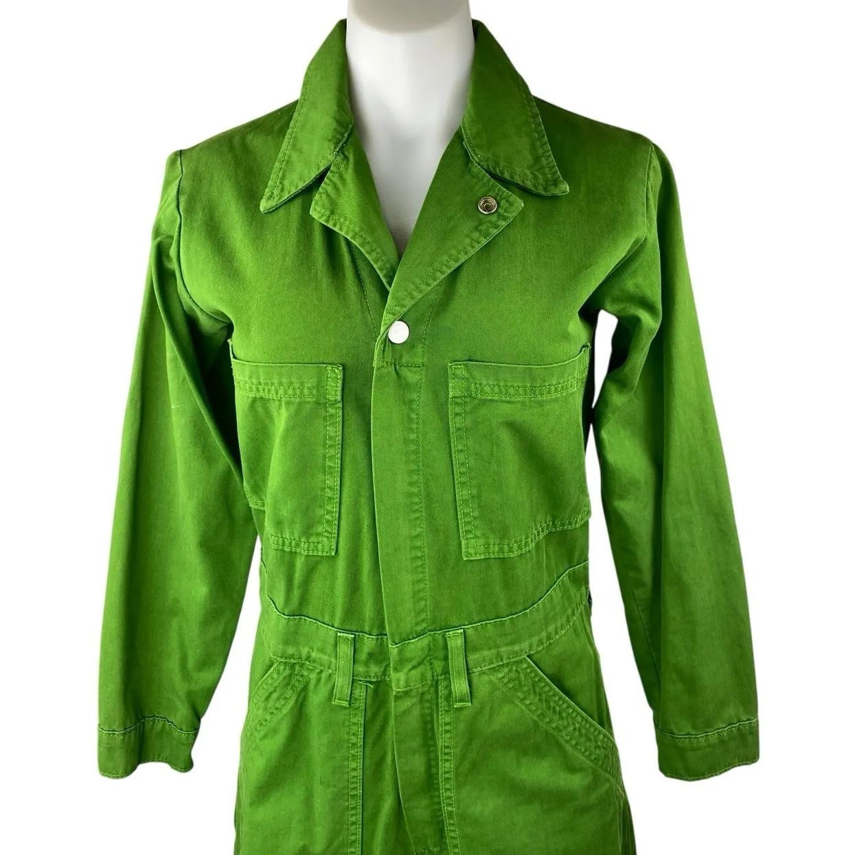 Big Bud Press Women's Green Long Sleeve Utility Denim Jeans Jumpsuits Romper XS - Image 4