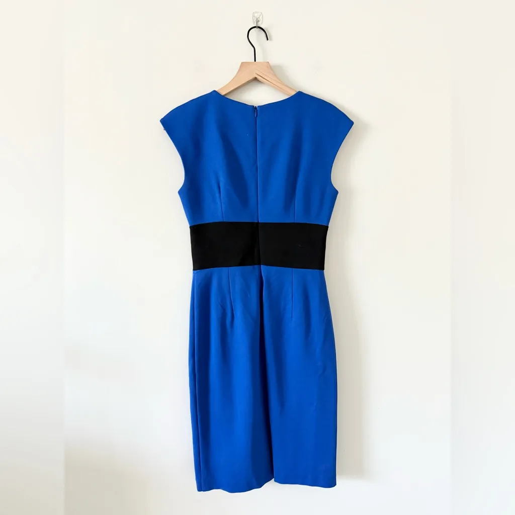 Trina Turk Sleeveless Sheath Dress in Royal Blue with Black Waistband Size 4 - Image 4