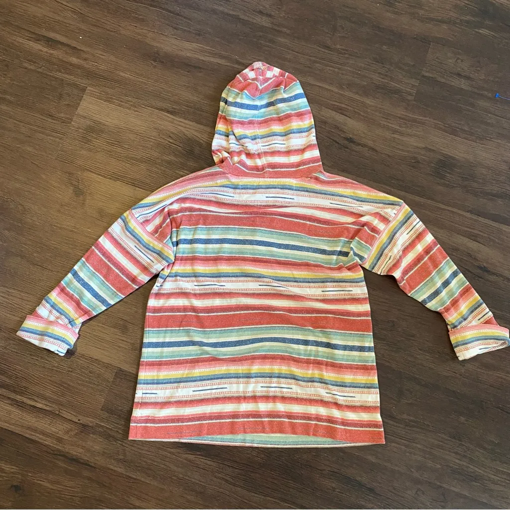 LRL Lauren Jeans Co. 100% Cotton Twill Hooded Top in Southwestern Stripe M Size M - Image 3
